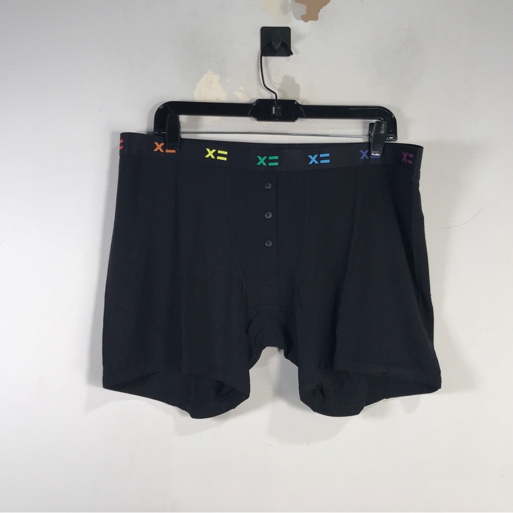 TomboyX 6" Fly Boxer Brief, Women's Size 3X - Black/Rainbow
